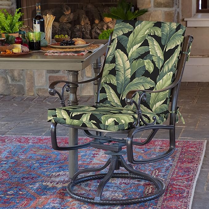 Arden 2-Pack Patio Dining Outdoor Chair Cushions, 20x44, Rain-Proof Seat Pad, Fade-Resistant Outdoor Onyx Cebu