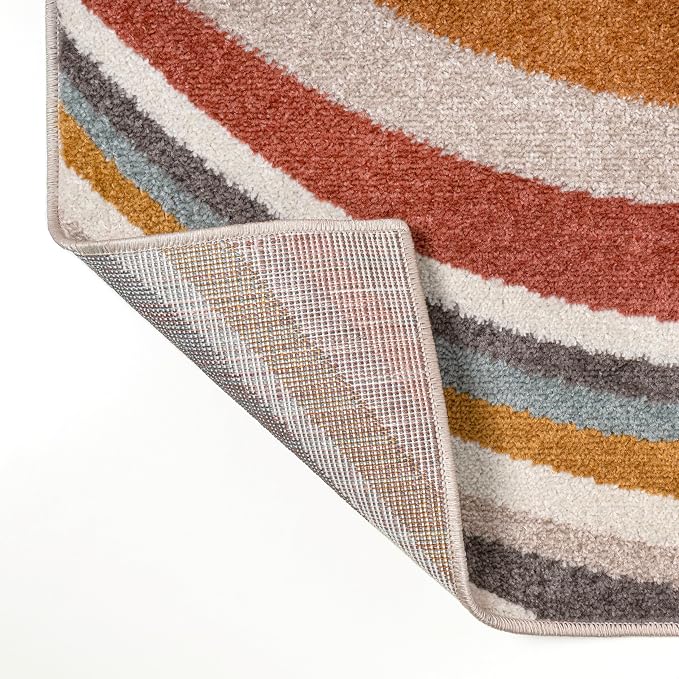 JONATHAN Y Flow Abstract Swirl Indoor Area Rug 4x6, Red/Beige/Blue, Modern, Coastal, Easy-Cleaning for Living Room, Bedroom, Kitchen, Pet Friendly, Non-Shedding (DZC100B-4)