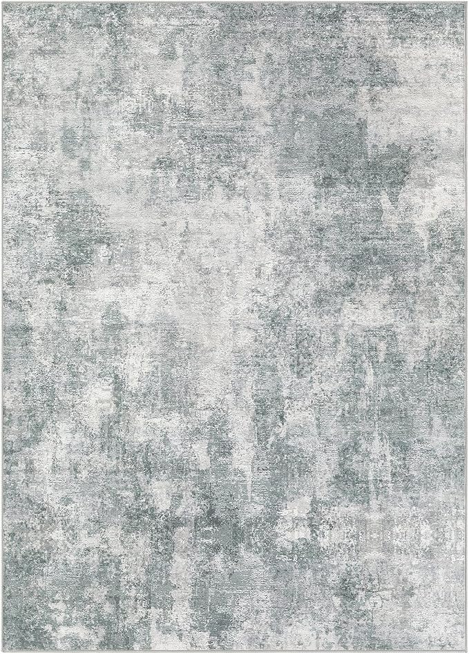 10x12 Area Rug Washable Abstract Rugs for Living Room Grey | for Bedroom, Dining Room, Office, Nursery, Soft Neutral, Low Pile Non-Slip, Kid Pet Friendly, Large Indoor Carpet, Home Decor