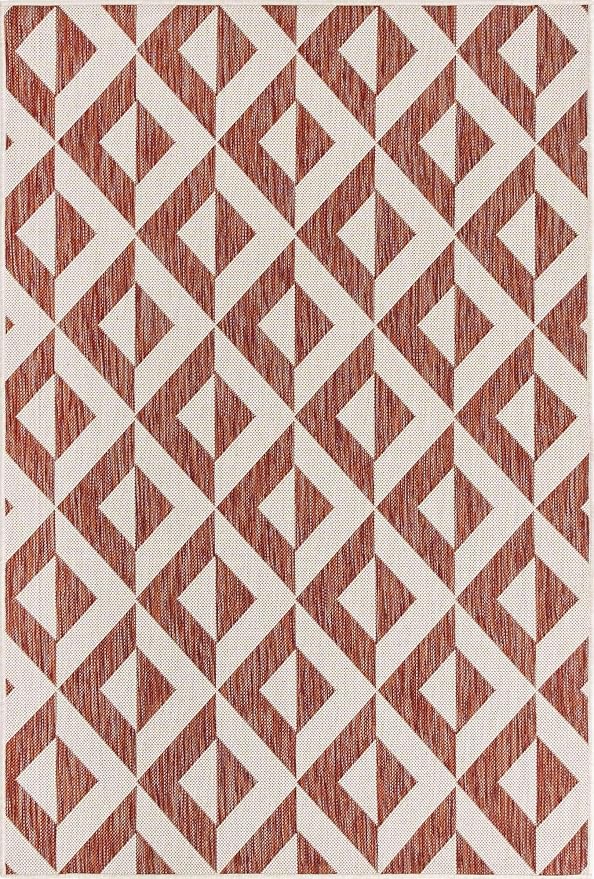Unique Loom Jill Zarin Outdoor Collection Area Rug - Napa (4' x 6' Rectangle, Rust Red/ Ivory)