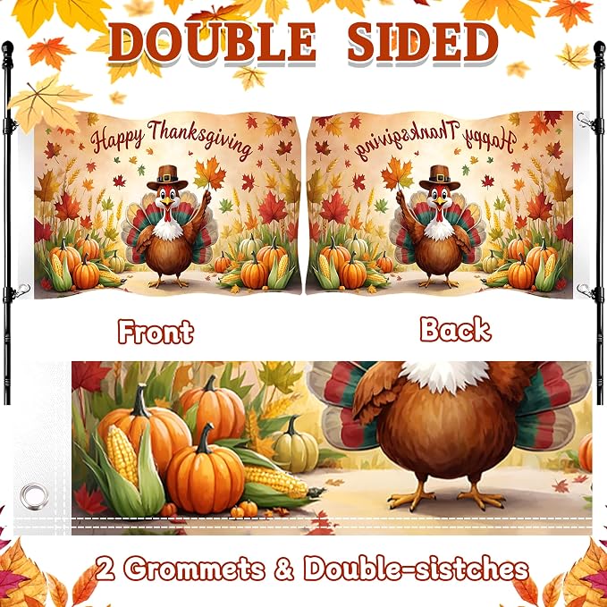 Large Seasonal Garden Flags Set of 12-3x5 Ft Outdoor Double Sided Yard Flags with 2 Grommets for All Seasons Holiday Garden Decor Double Stitching Fall Winter Halloween Christmas Outside Decor