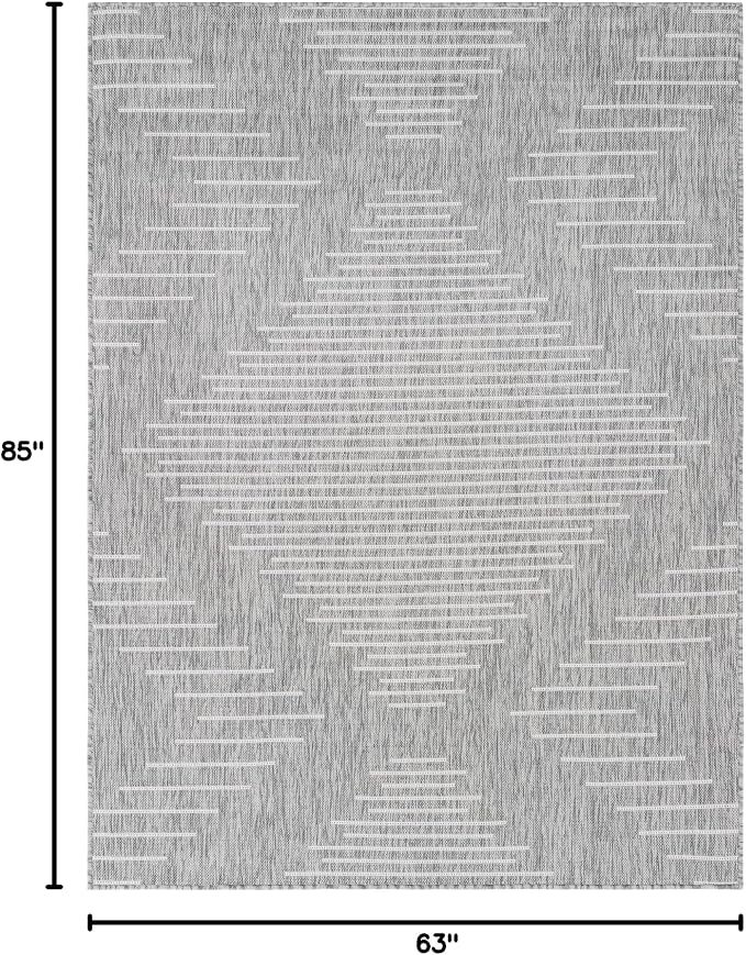 Unique Loom Outdoor Modern Collection Area Rug - Tambor (5' 3" x 7' 1" Rectangle Gray/Ivory)