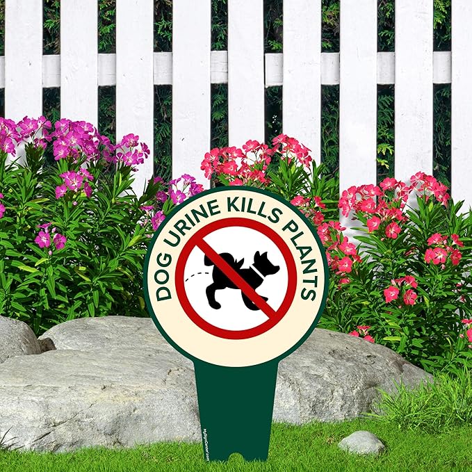 Dog Urine Kills Plants, Please Curb Your Dog Sign, 7"x13", Heavy Duty Integrated Ground Stakes, Indoor/Outdoor Use, Rust Free Aluminum Composite, Made in USA by My Sign center