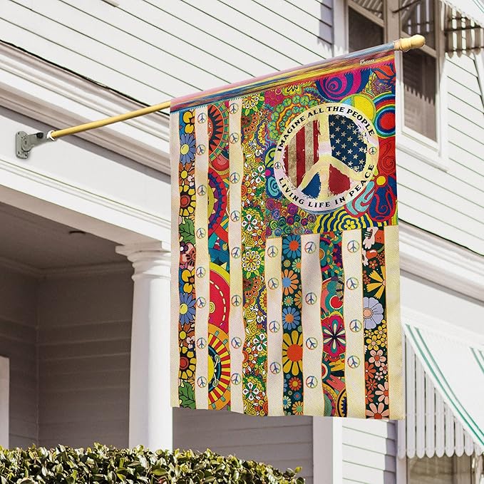 FLAGWIX Peace Hippie Flag - Decorative Home & Garden Flag, 30x40