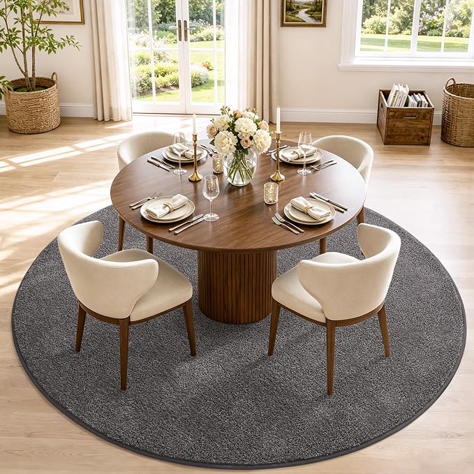 Keeko Round Area Rug 7ft for Living Room Bedroom,Soft Washable Circle Rug | Modern Indoor Memory Foam Entryway Rug Low Pile Minimalist Non Slip Rug for Kids Nursery Dorm Room Home Decor