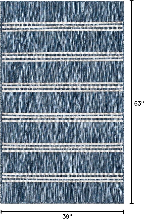 Unique Loom Outdoor Collection Area Rug - Anguilla (3' 3' x 5' 3' Rectangle, Blue/ Ivory)
