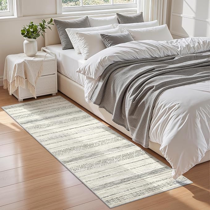 Miukiki Washable 2x6 Runner Rug Hallway Non Slip Kitchen Runner Grey | Machine Washable Long Floor Runner for Hallway Entryway Laundry Room Living Room Bedroom, Stain Resistant Indoor Carpet 2'x6'