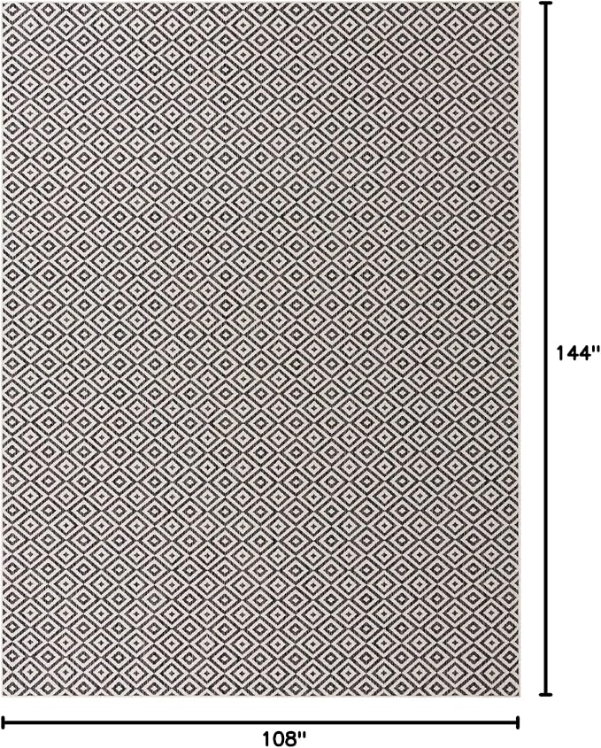 Unique Loom Outdoor Collection Area Rug - Costa Rica (9' x 12' Rectangle, Charcoal Gray/ Ivory)