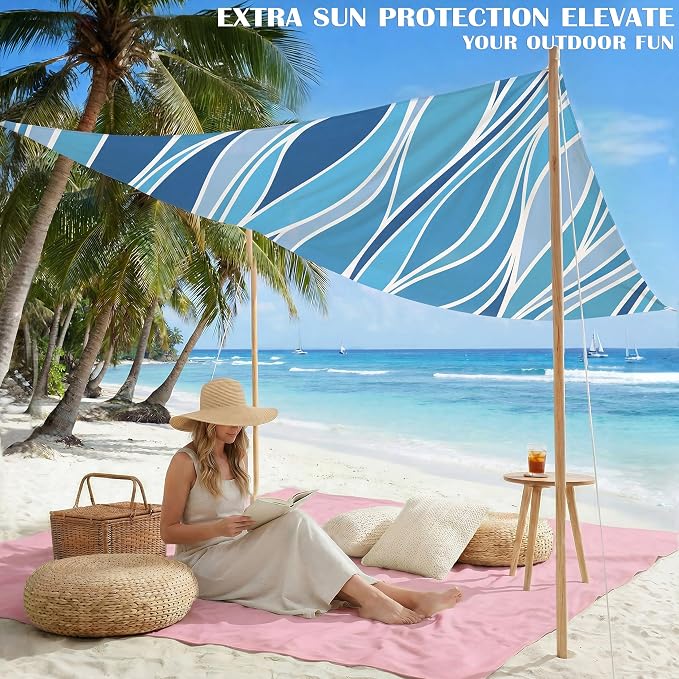 Famstar Beach Blanket Oversized Extra Large 78"X81"/10'X9',Waterproof Sandproof Beach Blanket 2-8 Adults Lightweight Durable for Travel Camping Hiking Picnic