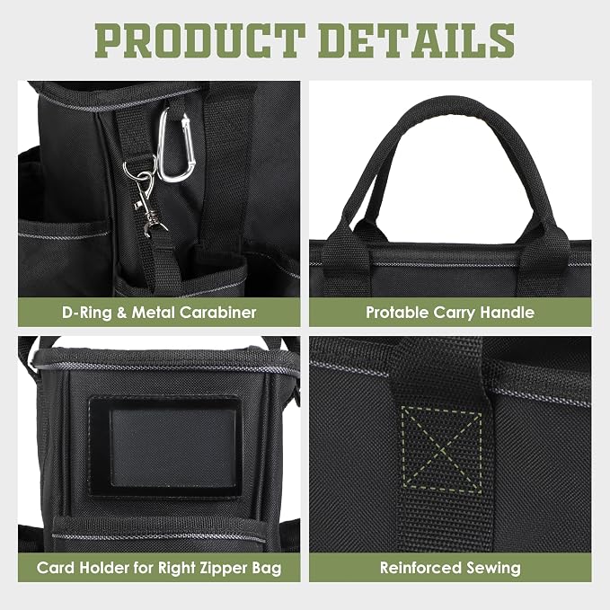 Tahoe Trails 14 inch Supply bag Open Top Tote tool bag Tool Organizer bag, 13pocket
