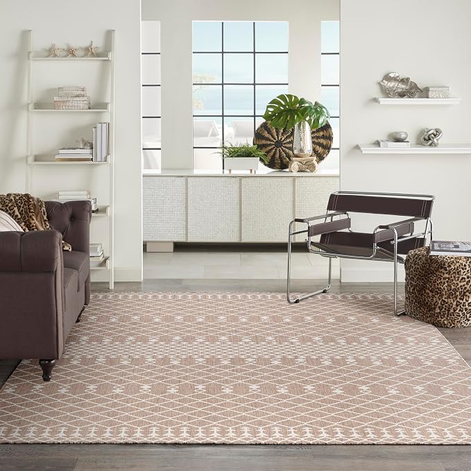 Nourison Home Positano Beige 12' x 15' Area Rug - Easy Clean, Non Shedding, Bed Room, Living Room, Dining Room, Kitchen (12' x 15')