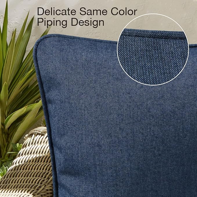 Unimatta Sunbrella Decorative Outdoor Water Repellent Throw Pillows with Inserts, Set of 4, 18" x18" Pillows for Patio, Backyard, Bed, Couch, and Patio Furniture, Specrtum Indigo
