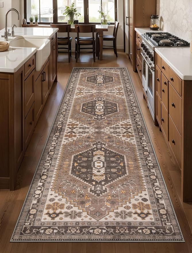 Ciicool Long Washable Runners Area Rug for Hallways,Ultra Soft 2x8ft Carpet | Oriental Non-Slip Hazel Indoor Vintage Entry Rugs for Kitchen Entryway Bedroom Bedside Living Room Laundry Bathroom Decor
