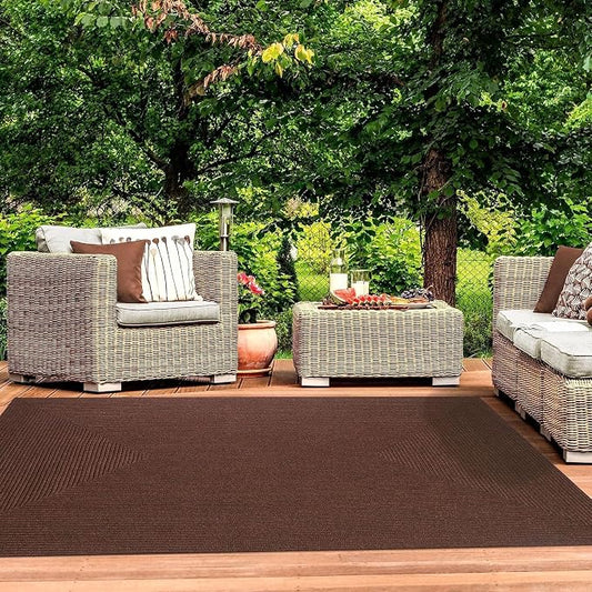 Superior Indoor/ Outdoor Area Rug, Reversible Braided Home Floor Decor for Living Room, Kitchen, Entryway, Patio, Front Porch, Deck, Modern, Boho, Farmhouse Style, 4' x 6', Cocoa
