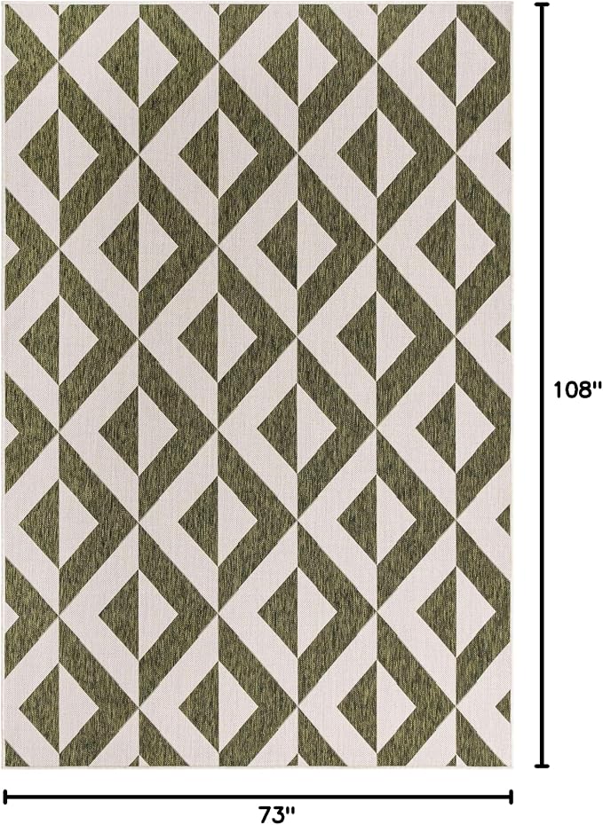 Unique Loom Jill Zarin Outdoor Collection Area Rug - Napa (6' 1" x 9' Rectangle, Green/ Ivory)