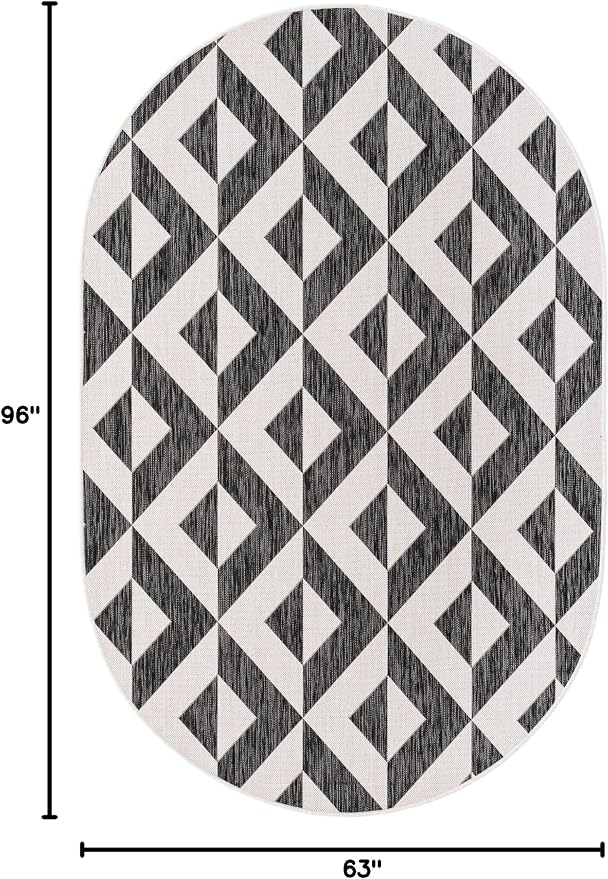 Unique Loom Jill Zarin Outdoor Collection Area Rug - Napa (5' 3'' x 8' Oval, Charcoal Gray/ Ivory)