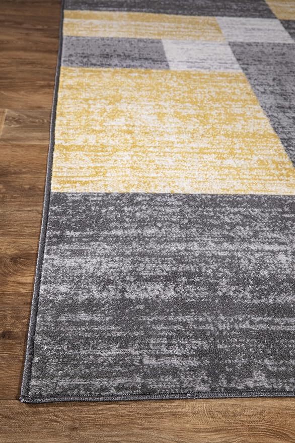 Rugshop Oslo Modern Geometric Fade-Resistant Runner Rug Yellow 2' x 7' | Rectangular, Size 2' x 7', Living Room, Bedroom, Dining Room, Home Office, Kitchen, Entryway, Hallway, Nursery, Kids Room