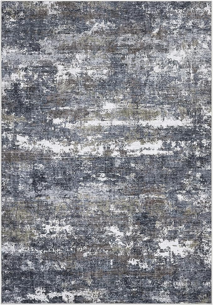 ROYHOME Abstract Rugs 6x9 Grey Brown | Non Slip Non Shedding Low Pile Stain Resistant Rug for Entryway Kitchen Bedroom