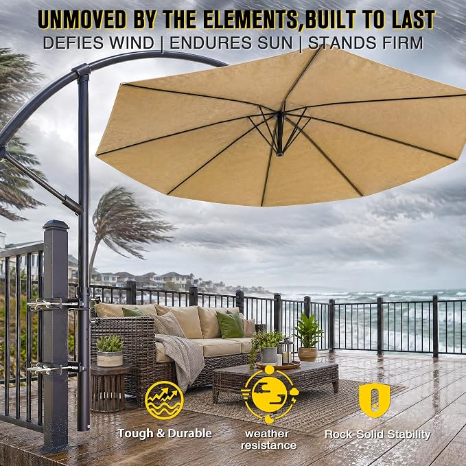 Deck Umbrella Mount, Stainless Steel Patio Umbrella Holde, Patio Umbrella Holder for Deck Railing, Outdoor Courtyard, Balcony