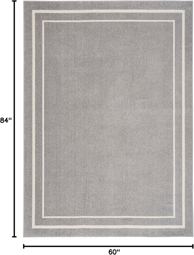 Nourison Home Nourison Essentials Grey Ivory 5' x 7' Area Rug - Easy Clean, Non Shedding, Bed Room, Living Room, Dining Room, Kitchen (5' x 7')