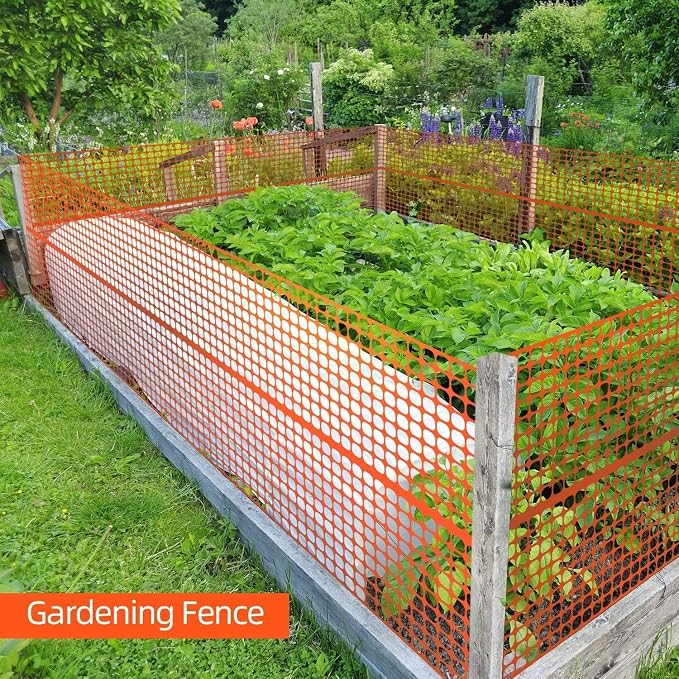 Ohuhu 15LB Ultra Thick Plastic Mesh Safety Fence, 4'×100' Reusable Construction Barrier Netting, Heavy Duty Temporary Netting for Garden Fence Snow Fence Pool Animal Barrier for Poultry Deer Orange