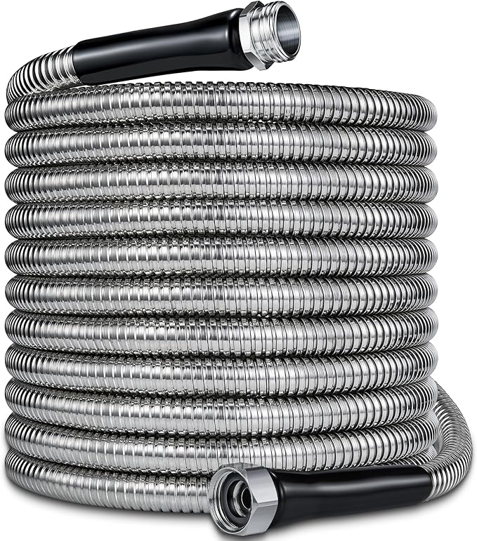100ft Garden Hsoe - 2026 New 304 Stainless Steel Garden Hose with 3/4'' Fittings – Lightweight, Durable, and Kink-Free, Metal Water Hoses for Gardening