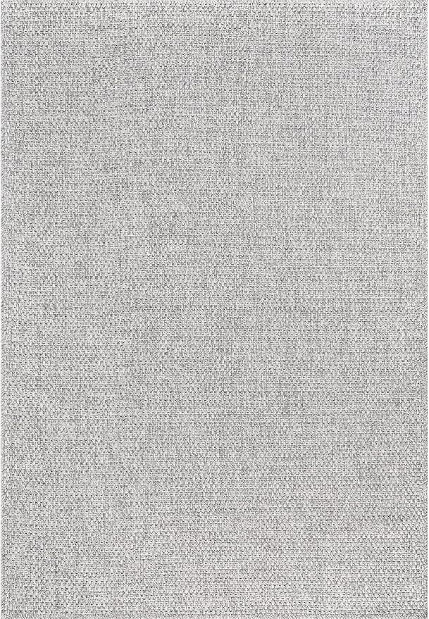 CAMILSON Easy Jute Rug 5x7 Indoor Outdoor Gray Farmhouse Area Rugs for Living Room and Kitchen Rug, Solid Boho Woven Design Easy-Cleaning Washable Outside Carpet Alfombras (5 x 7)