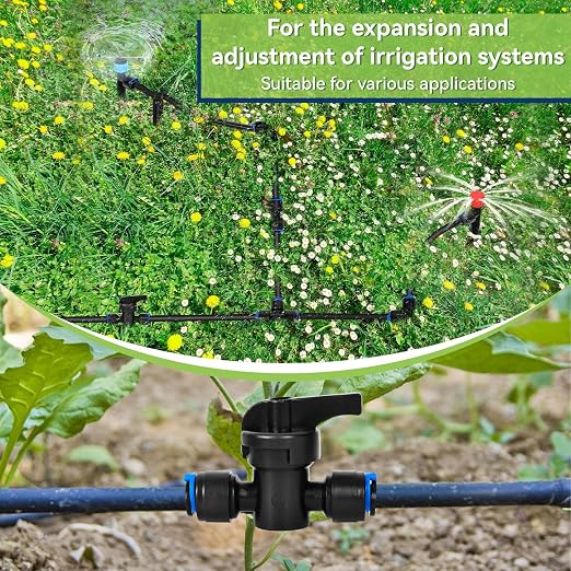 20 Pack 1/4" Drip Irrigation Shut Off Valve, Quick Connect Universal Drip Irrigation Tubing Coupling Valve, Connector Locking Fitting for Sprinkler or Drip Irrigation System Parts & Connectors