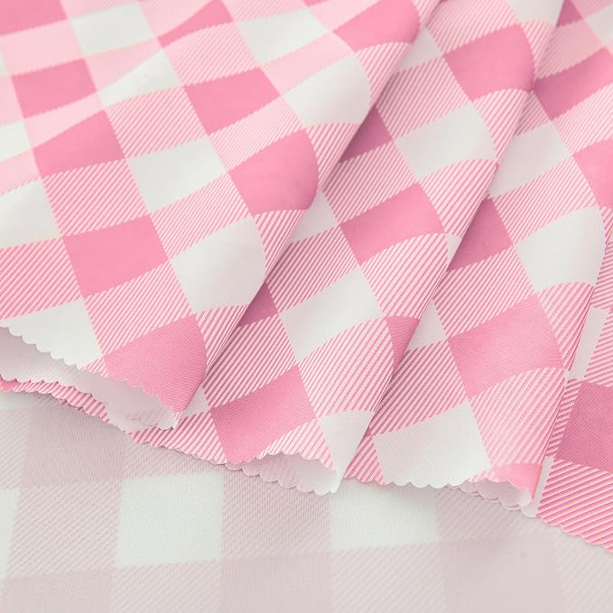 Waterproof Plaid Tablecloth Fabric - Round 120 Inch Classic Gingham Checker Table Cloth for Indoor/Outdoor Use - Buffalo Table Cover for Picnics, BBQs, and Parties