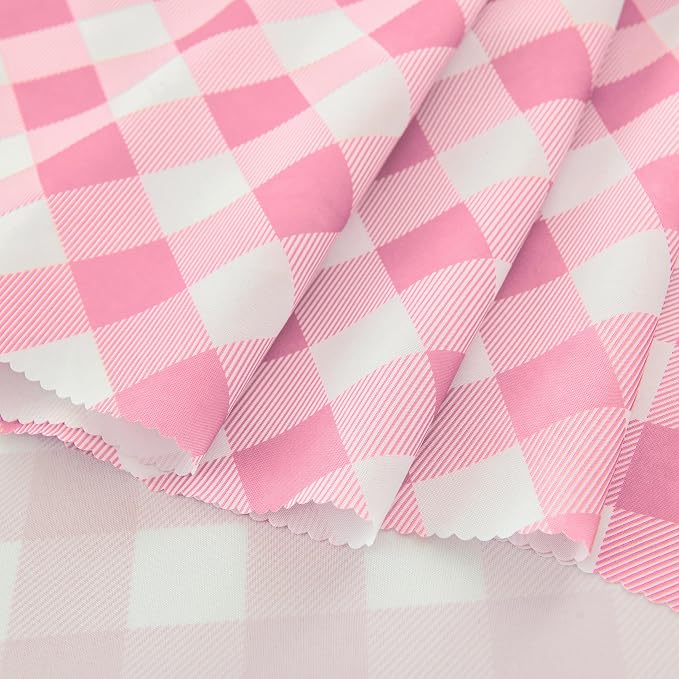Waterproof Plaid Tablecloth Fabric - Round 25 Inch Classic Gingham Checker Table Cloth for Indoor/Outdoor Use - Buffalo Table Cover for Picnics, BBQs, and Parties
