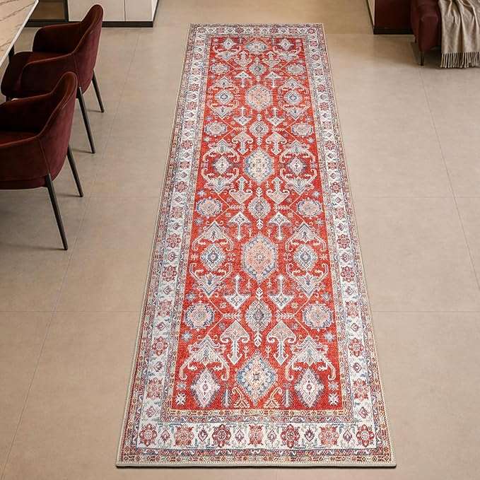 Keen Home Design Vintage Washable Entryway Rug, Non-Slip Low Pile, 2x3 | Machine Washable Cotton Chenille, 0.25In Low Pile, Rubber Non-Slip Back; Kitchen, Entryway, Bathroom, Bedside