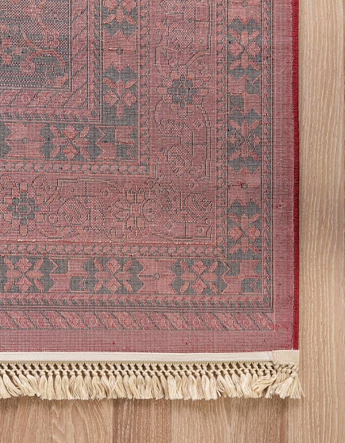 Unique Loom Tekke Collection Area Rug - Sheibani (9' x 12' Rectangle, Red/ Black)