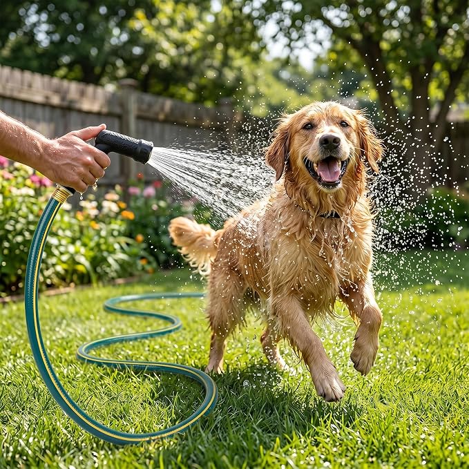 Solution4Patio Short Lead-in Green Garden Hose 3/4 in. x 6 ft.-Kink Free, Leakproof, Brass/Aluminum Male/Female Fittings -Heavy Duty Durable Flexible Lightweight Water Pipe for Household & Commercial