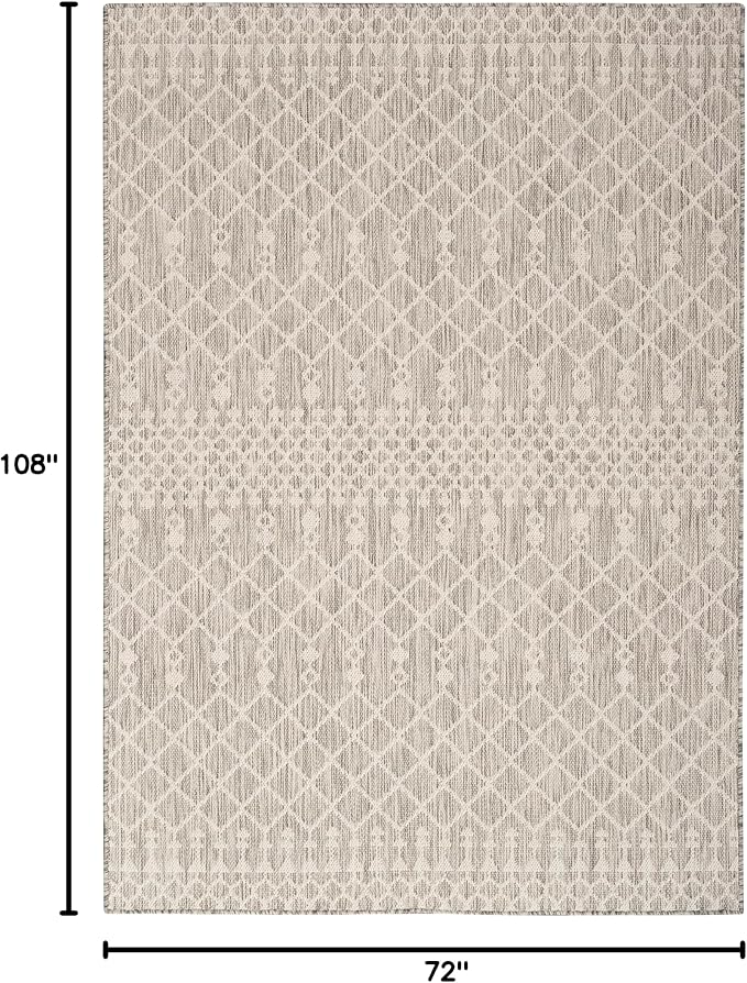 Nourison Home Positano Light Grey 6' x 9' Area Rug - Easy Clean, Non Shedding, Bed Room, Living Room, Dining Room, Kitchen (6' x 9')