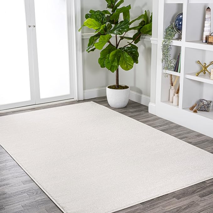 JONATHAN Y Haze Solid Low-Pile Cream Indoor Area Rug 3x5, Coastal,Bohemian,Minimalist,Classic, Easy-Cleaning for Living Room,Bedroom,Kitchen,Pet Friendly,Non-Shedding (SEU100T-3)