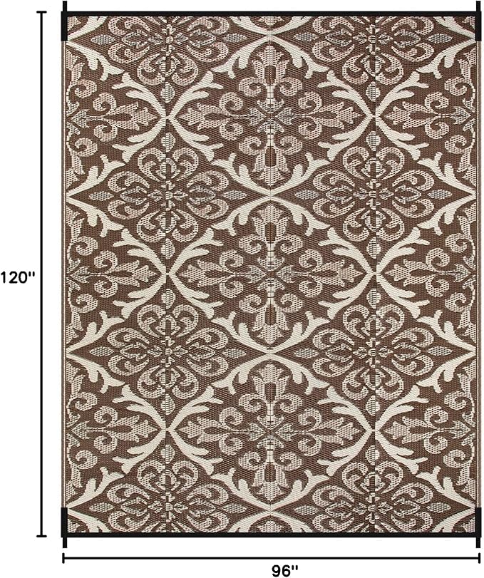 Lahome Outdoor Area Rugs 8x10 Patio Waterproof, Reversible Plastic Straw Rv Outdoor Rugs for Camping, Large Indoor Outdoor Carpet for Porch Deck Backyard Camper Picnic, Khaki 8'x10'