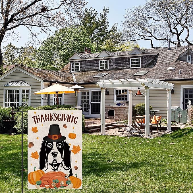 Seasonal Garden Flags Basset Hound Double Sided Flags Set of 11 Holiday Farmhouse Indoor Outdoor Yard Lawn Christmas Gifts Decorations 12.5x18 Inch
