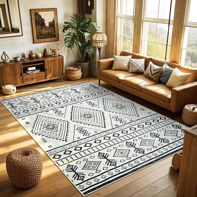 BENRON Western Rugs for Living Room Bedroom 5x7, Non Slip Washable, Boho | Southwest aztec Area Rugs for Dining Table Kitchen Home Decor, Geometric