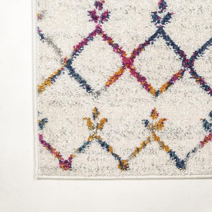 JONATHAN Y Boho Vintage Diamond Cream/Multi Indoor Area Rug 3X5 ft, Moroccan Hype for Living Room, Bedroom, Kitchen, Office, Easy-Cleaning, High Traffic, Pet-Friendly, Non-Shedding (MOH101H-3)
