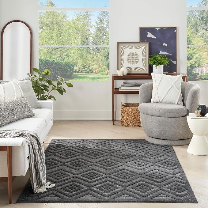 Nourison Home Versatile Charcoal Black 5' x 7' Area Rug - Easy Clean, Non Shedding, Bed Room, Living Room, Dining Room, Kitchen (5' x 7')