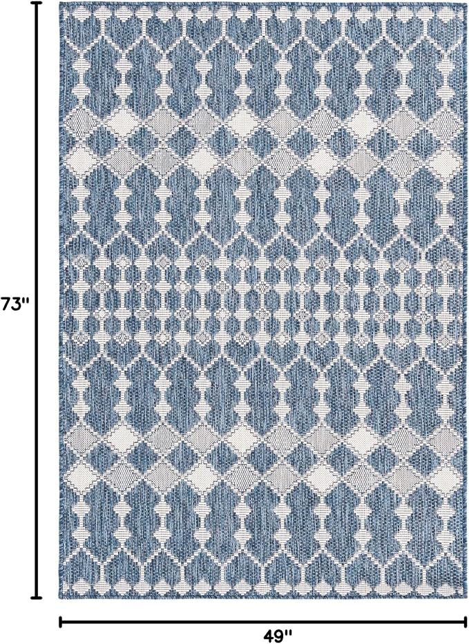 Unique Loom Outdoor Trellis Collection Area Rug - Traliccio (4' 1" x 6' 1" Rectangle, Blue/ Ivory)