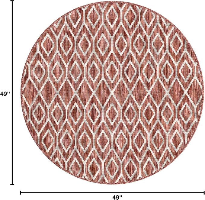 Jill Zarin Outdoor Collection Area Rug - Turks and Caicos (4' Round Rust Red/Ivory)