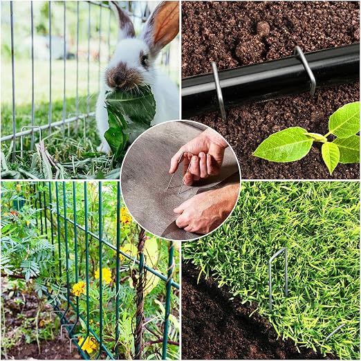 HongWay 1000 Pack 6 Inch Landscape Staples Bulk, Galvanized Garden Stakes 11 Gauge U-Shaped Pins Tent Stakes Yard Ground Staples for Landscaping Fabric, Lawn, Turf, Fence, Plant Cover, Irrigation