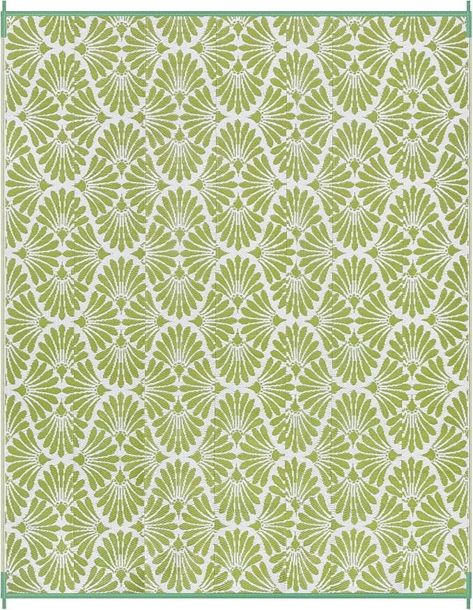 Lahome Plastic Outdoor Rug 8x10 Waterproof, Camping Rugs for Outside Your Rv, Lightweight Outdoor Mat for Beach Picnic Backyard Garden Under Awning, Pale Green,8'x10'