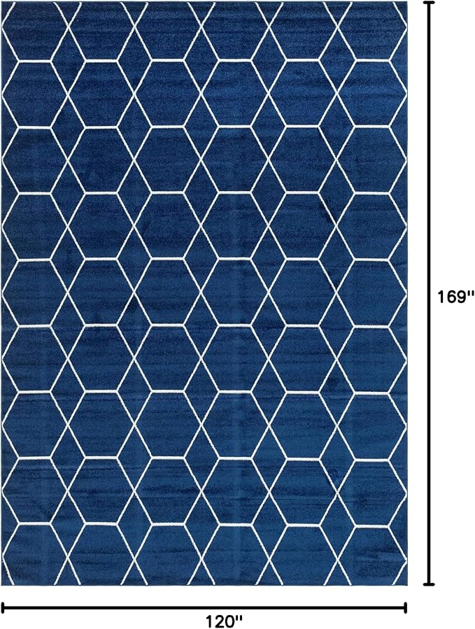 Unique Loom Trellis Frieze Collection Area Rug - Geometric (10' x 14' 1" Rectangle Navy Blue/Ivory)