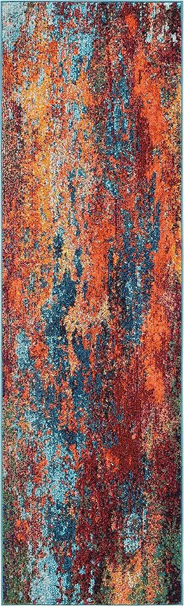 Nourison Home Celestial Atlantic 2'2" x 12' Area Rug - Easy Clean, Non Shedding, Bed Room, Living Room, Dining Room, Kitchen (12' Runner)