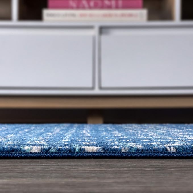 JONATHAN Y Boho Vintage Diamond Blue/White Runner Rug 2X10 ft, Moroccan Hype for Living Room, Bedroom, Kitchen, Office, Easy-Cleaning, High Traffic, Pet-Friendly, Non-Shedding (MOH101A-210)