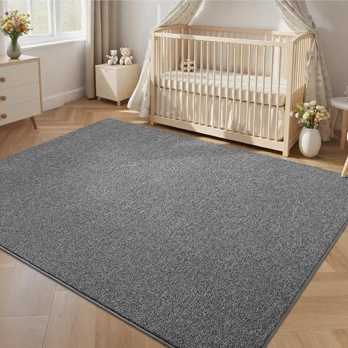 4x6 Dark Grey Area Rug | Washable Memory Foam, Low Pile Non Slip Indoor Carpet for Living Room Bedroom Office Classroom College Dorm Room Home Decor
