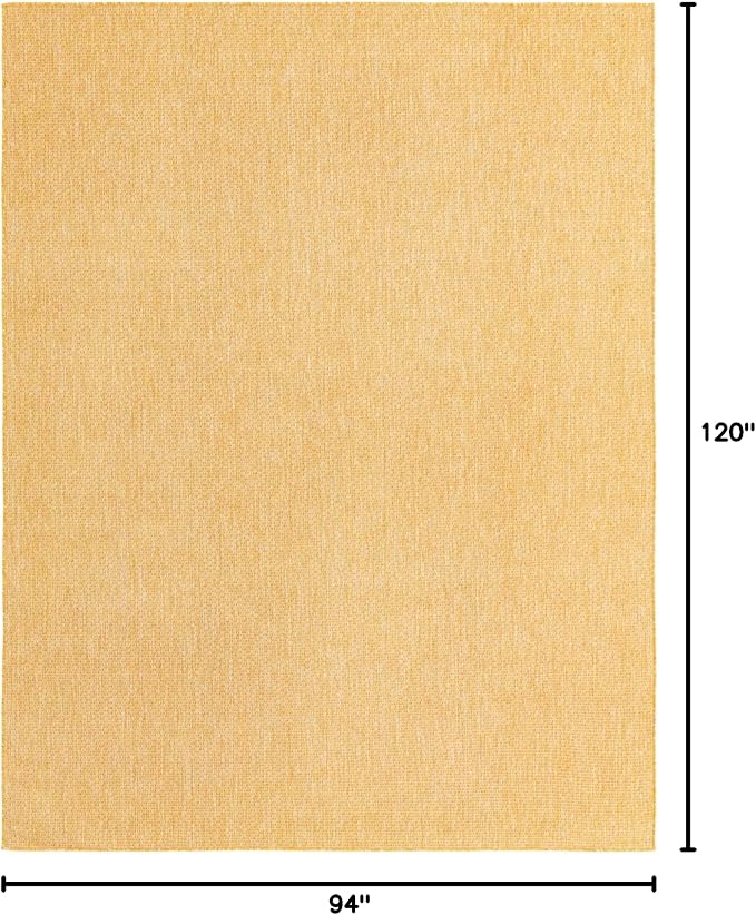 Unique Loom Collection Casual Transitional Solid Heathered Indoor/Outdoor Flatweave Area Rug (7' 10" x 10' Rectangle, Corn Harvest Yellow)