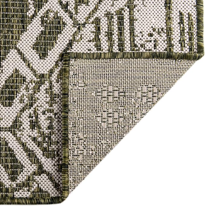 Unique Loom Outdoor Bohemian Collection Area Rug - Anthro (5' 3" x 8' Rectangle, Green/ Ivory)
